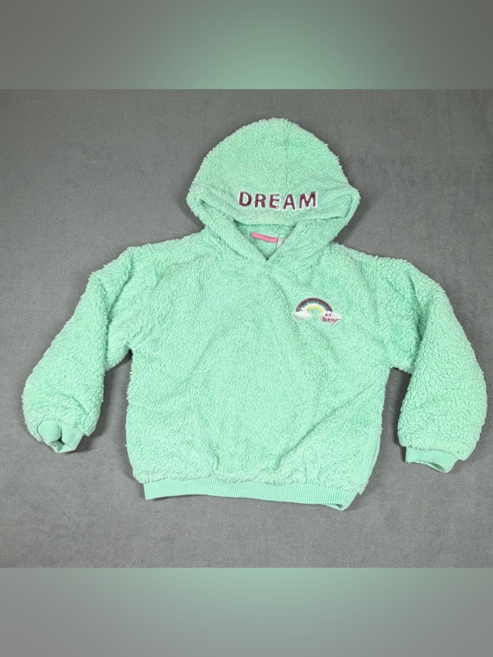 Betsey Johnson Kids Mint Green 'DREAM' Hooded Faux FurPullover